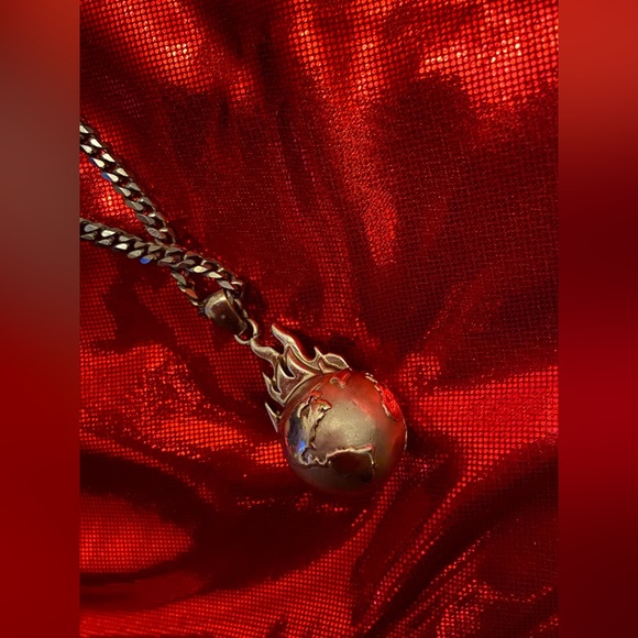 SOLD! Hard Jewelry x Worldwide Youth ‘World On Fire’ Pendant - Picture 1 of 3